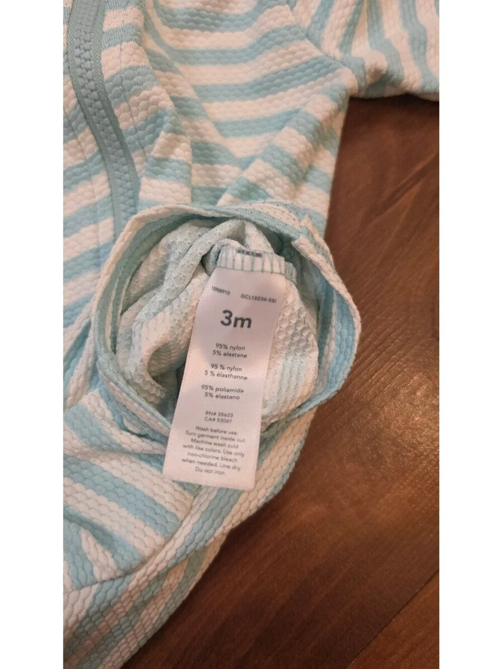 Carter's Baby Boy LS Striped Rash Guard Swimsuit Romper FullZip,3m,#180